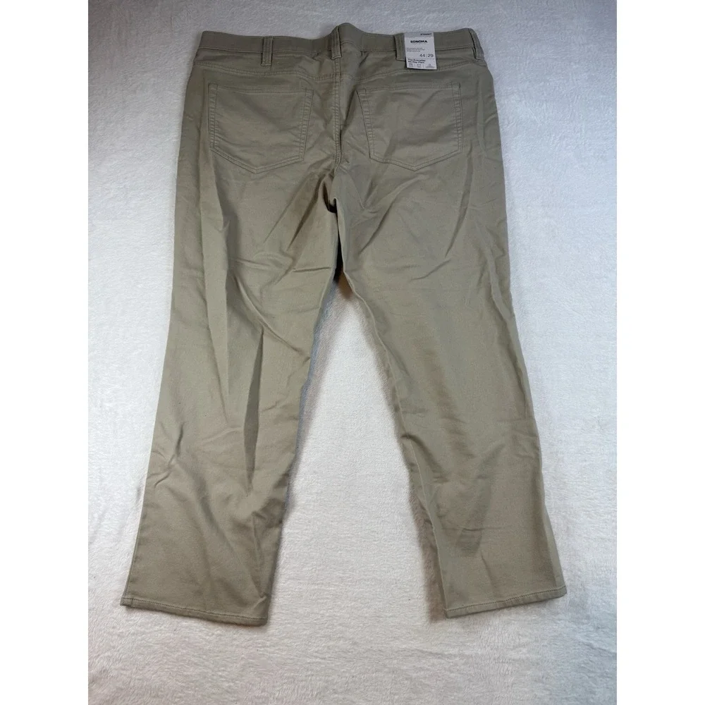 Sonoma Everyday All Day Pants‎ Mens 44x29 Stretch Chino Beige Khaki Casual Work